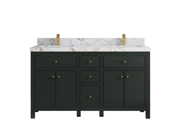 Sonoma 60 in W x 22 in D Free Standing Reeded Double Sink Bathroom Vanity - photo 22