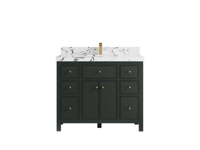 Sonoma 42 in. W x 22 in. D Single Sink Bathroom Vanity in Dark Forest Green with 2 in. Viola Night Quartz Countertop