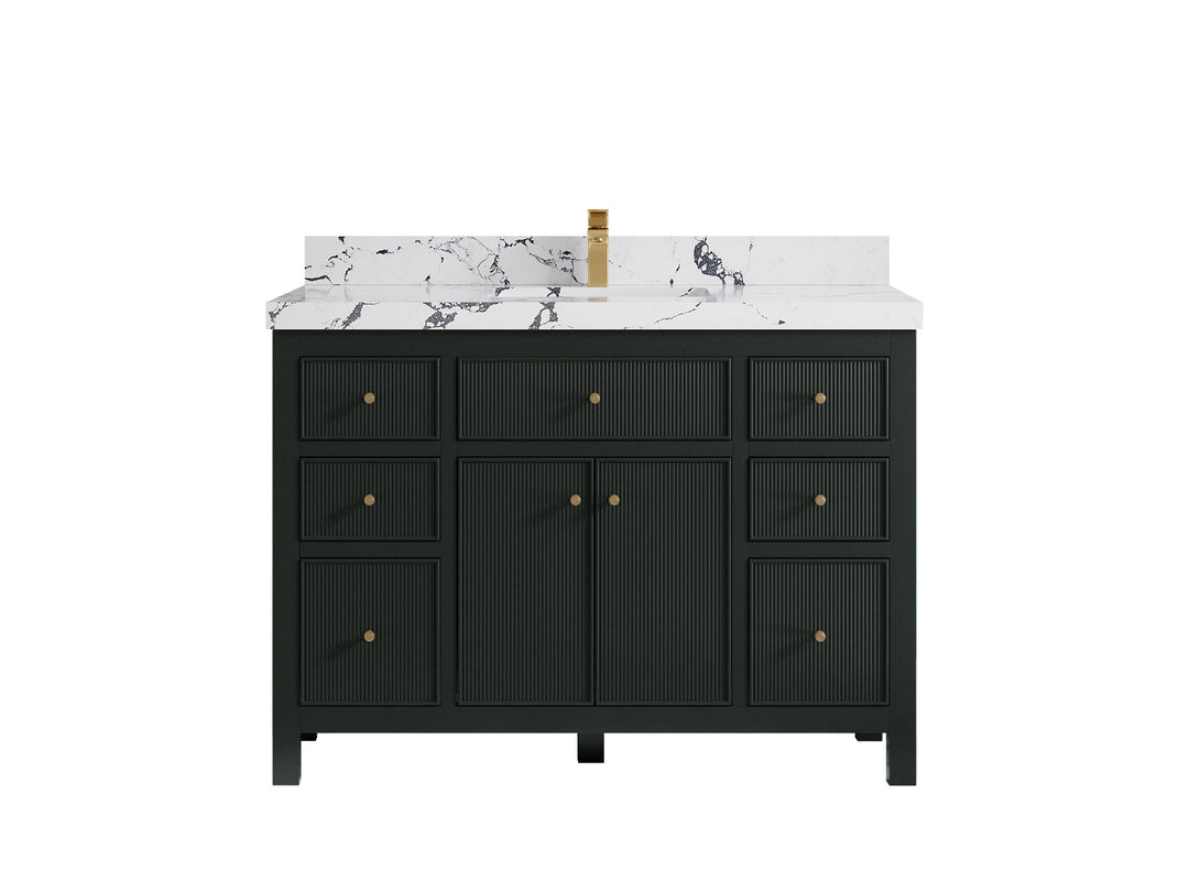 Sonoma 48 in. W x 22 in. D Single Sink Bathroom Vanity in Dark Forest Green with 2 in. Viola Night Quartz Countertop