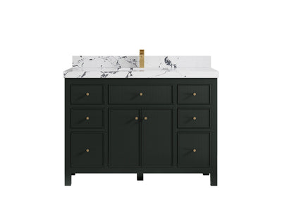 Sonoma 48 in. W x 22 in. D Single Sink Bathroom Vanity in Dark Forest Green with 2 in. Viola Night Quartz Countertop