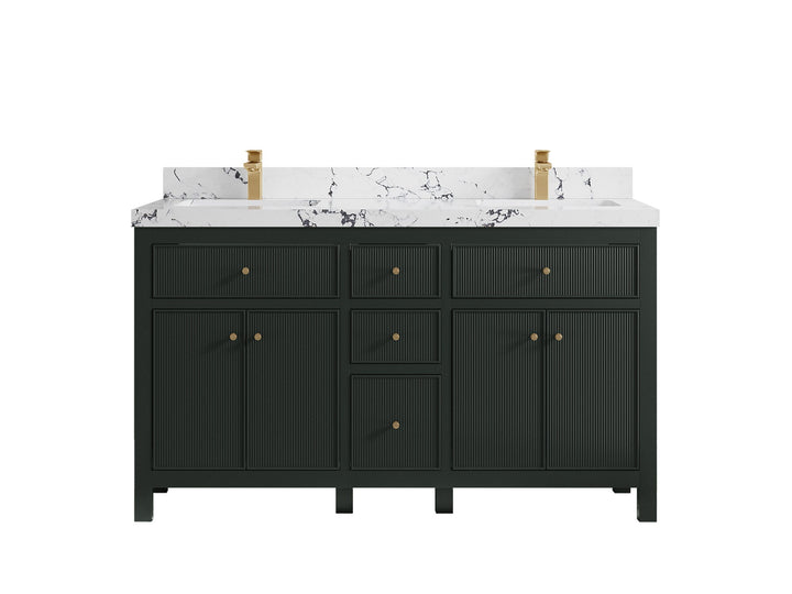 Sonoma 60 in W x 22 in D Free Standing Reeded Double Sink Bathroom Vanity - photo 23