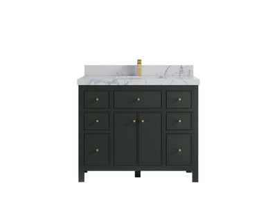 Sonoma 42 in. W x 22 in. D Single Sink Bathroom Vanity in Dark Forest Green with 2 in. Venatino Quartz Countertop