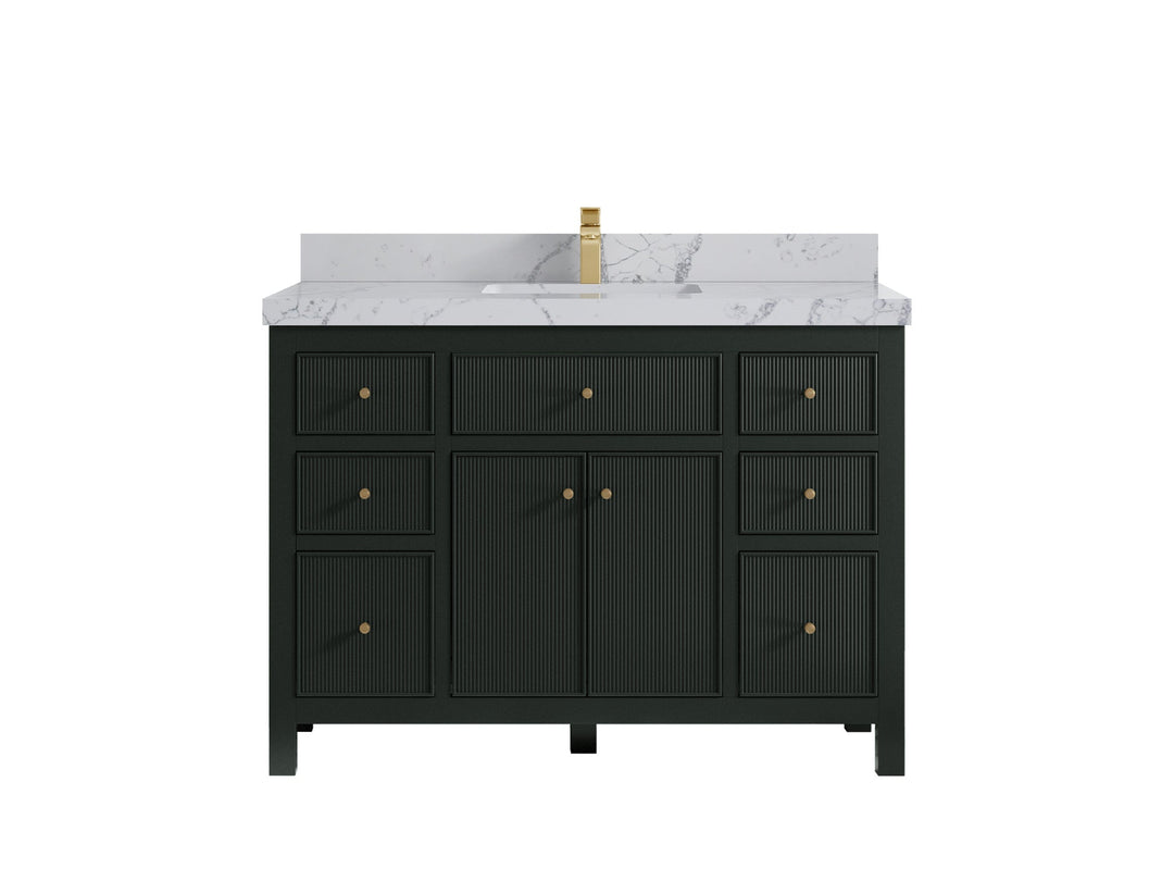 Sonoma 48 in. W x 22 in. D Single Sink Bathroom Vanity in Dark Forest Green with 2 in. Venatino Quartz Countertop