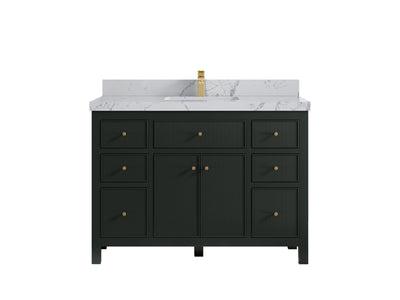 Sonoma 48 in. W x 22 in. D Single Sink Bathroom Vanity in Dark Forest Green with 2 in. Venatino Quartz Countertop