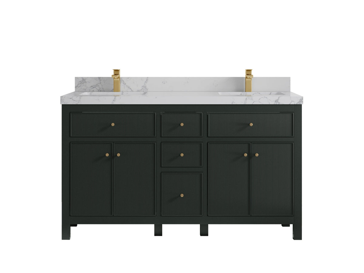 Sonoma 60 in W x 22 in D Free Standing Reeded Double Sink Bathroom Vanity