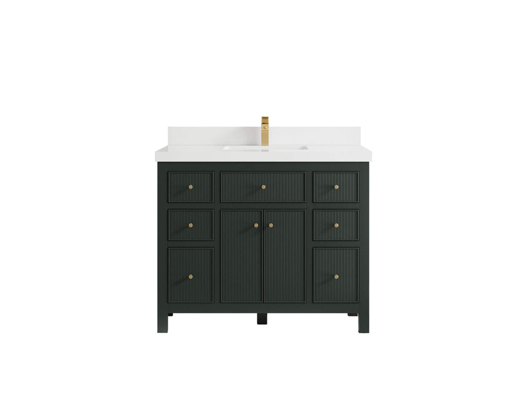 Sonoma 42 in. W x 22 in. D Single Sink Bathroom Vanity in Dark Forest Green with 2 in. White Quartz Countertop