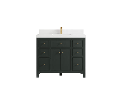 Sonoma 42 in. W x 22 in. D Single Sink Bathroom Vanity in Dark Forest Green with 2 in. White Quartz Countertop