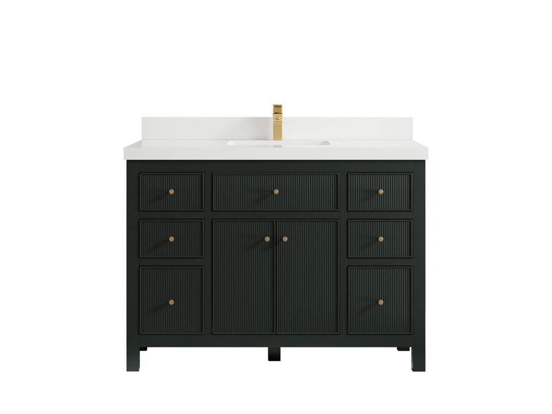 Sonoma 48 in. W x 22 in. D Single Sink Bathroom Vanity in Dark Forest Green with 2 in. White Quartz Countertop