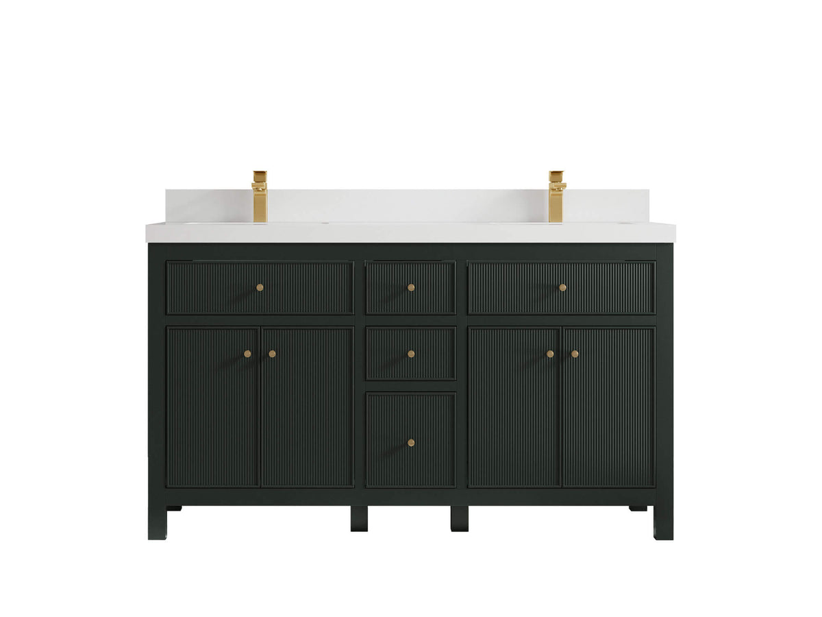 Sonoma 60 in W x 22 in D Free Standing Reeded Double Sink Bathroom Vanity