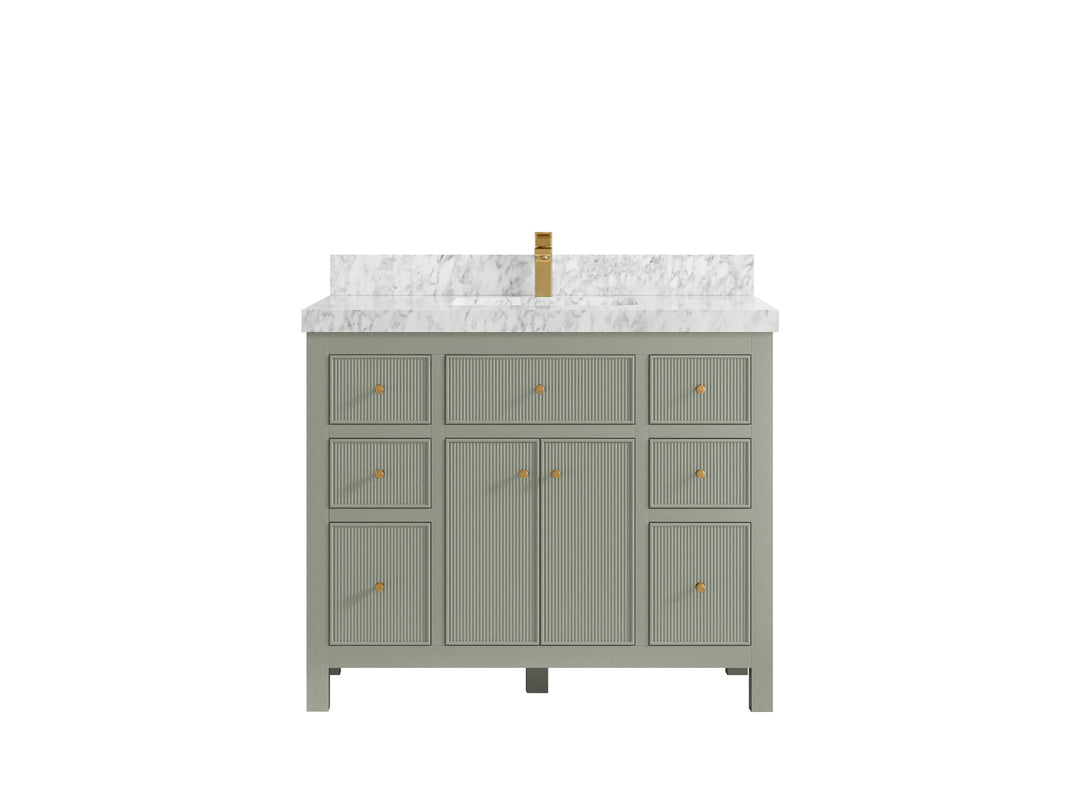 Sonoma 42 in. W x 22 in. D Single Sink Bathroom Vanity in Evergreen with 2 in. Carrara Marble Countertop