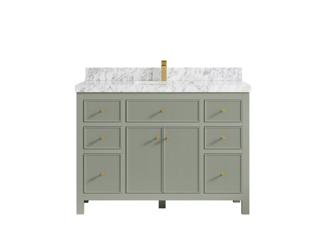 Sonoma 48 in. W x 22 in. D Single Sink Bathroom Vanity in Evergreen with 2 in. Carrara Marble Countertop