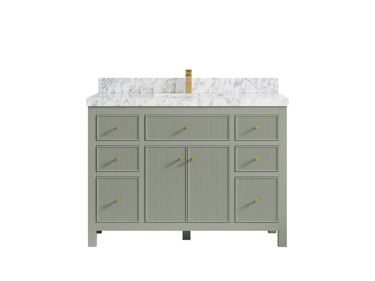 Sonoma 48 in. W x 22 in. D Single Sink Bathroom Vanity in Evergreen with 2 in. Carrara Marble Countertop