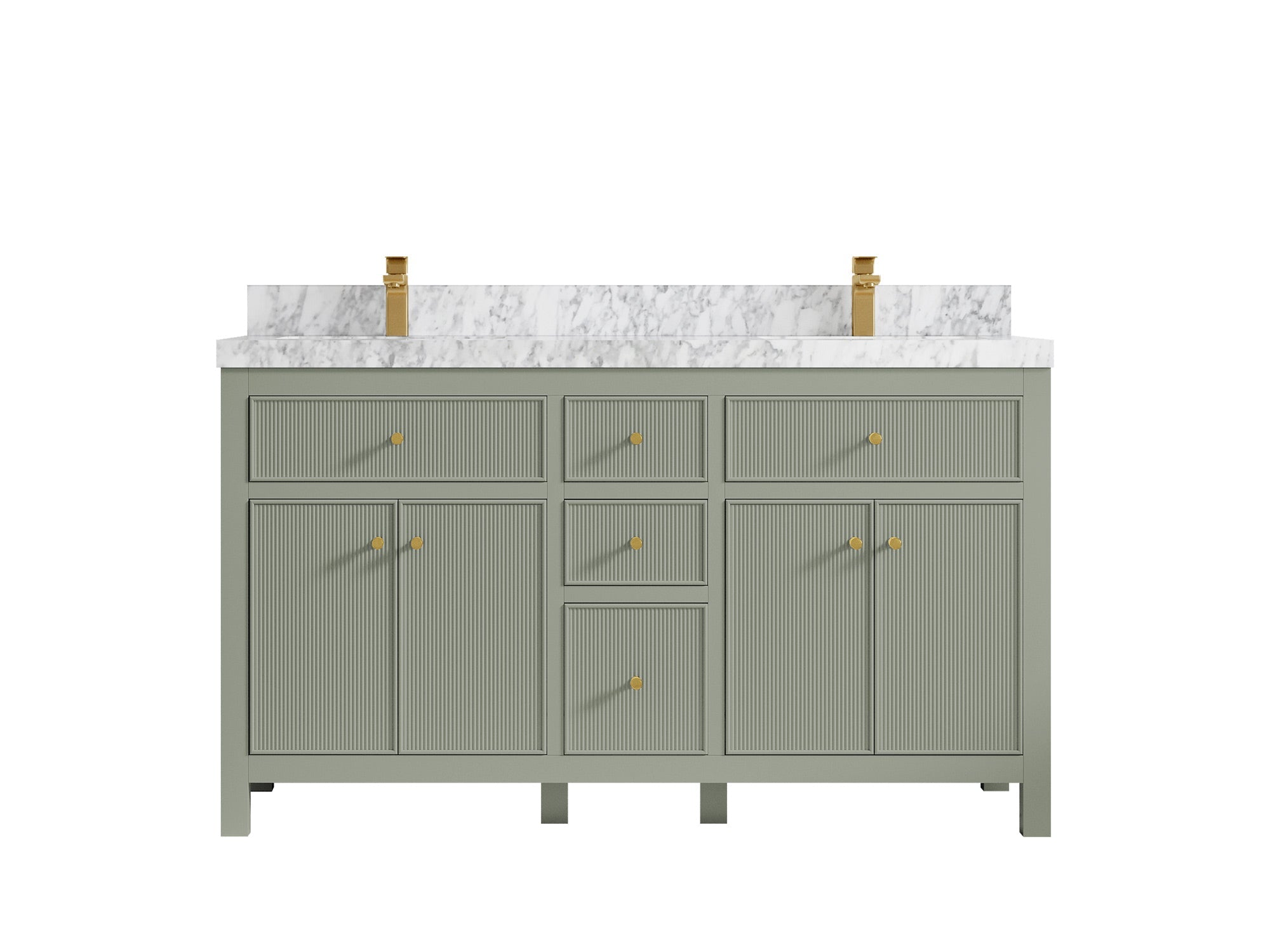 Sonoma 60 in W x 22 in D Free Standing Reeded Double Sink Bathroom Vanity
