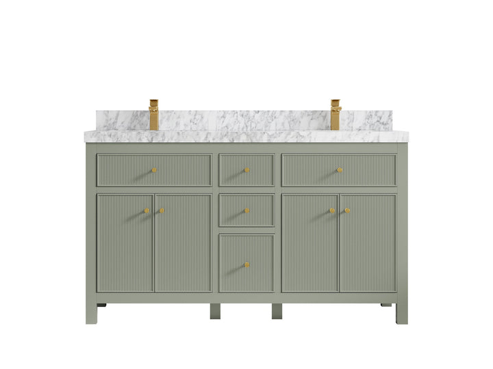 Sonoma 60 in W x 22 in D Free Standing Reeded Double Sink Bathroom Vanity - photo 13