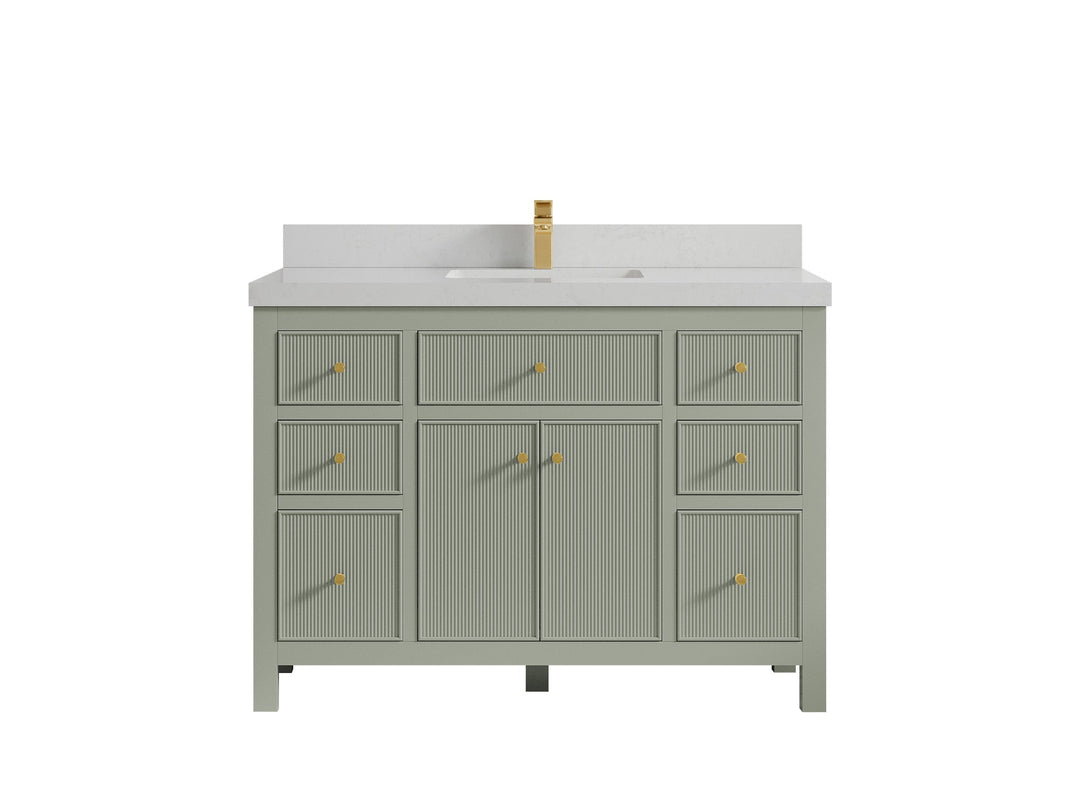 Sonoma 48 in. W x 22 in. D Single Sink Bathroom Vanity in Evergreen with 2 in. Carrara Quartz Countertop
