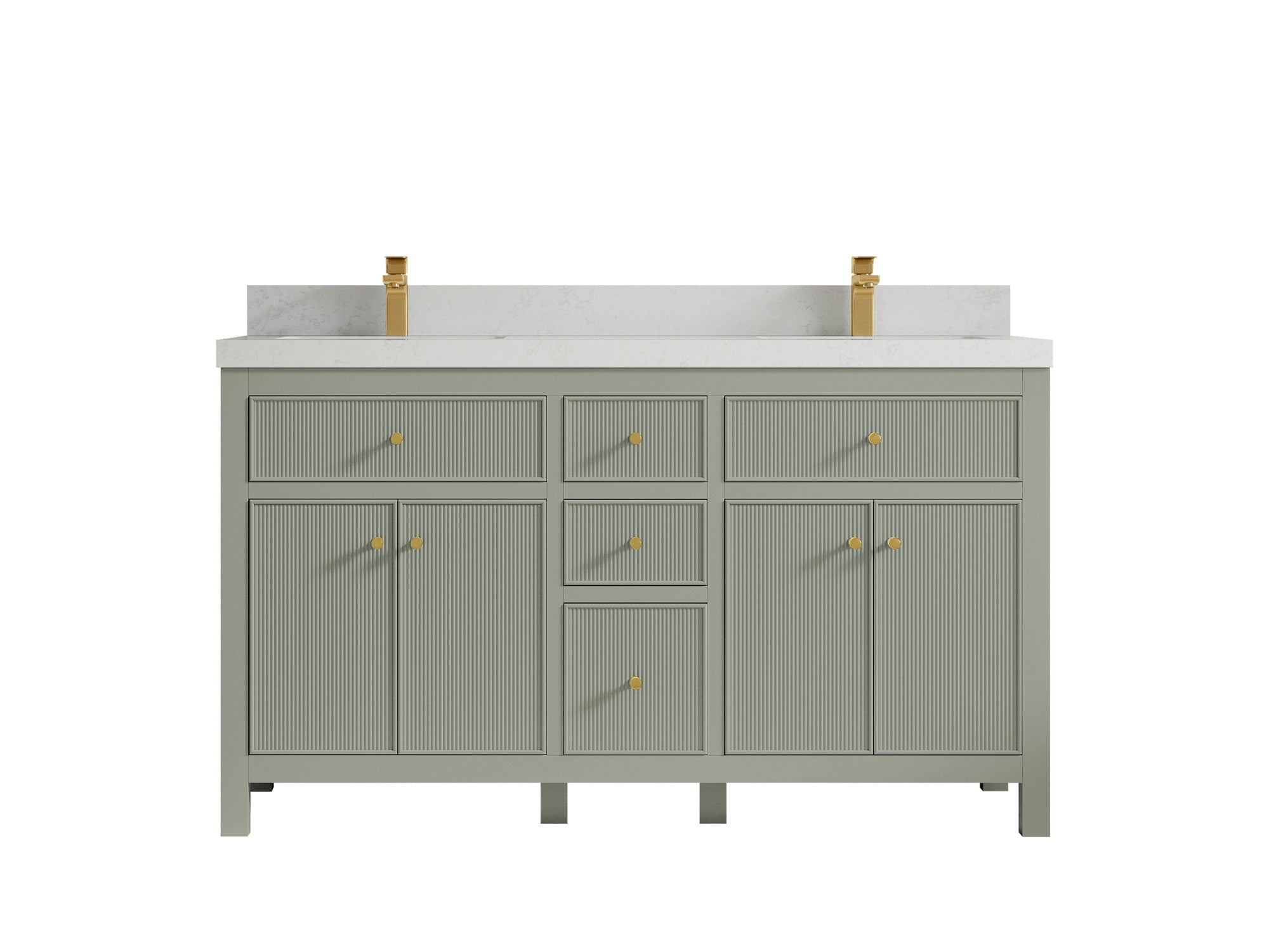 Sonoma 60 in W x 22 in D Free Standing Reeded Double Sink Bathroom Vanity