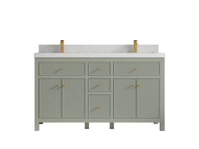 Sonoma 60 in W x 22 in D Free Standing Reeded Double Sink Bathroom Vanity