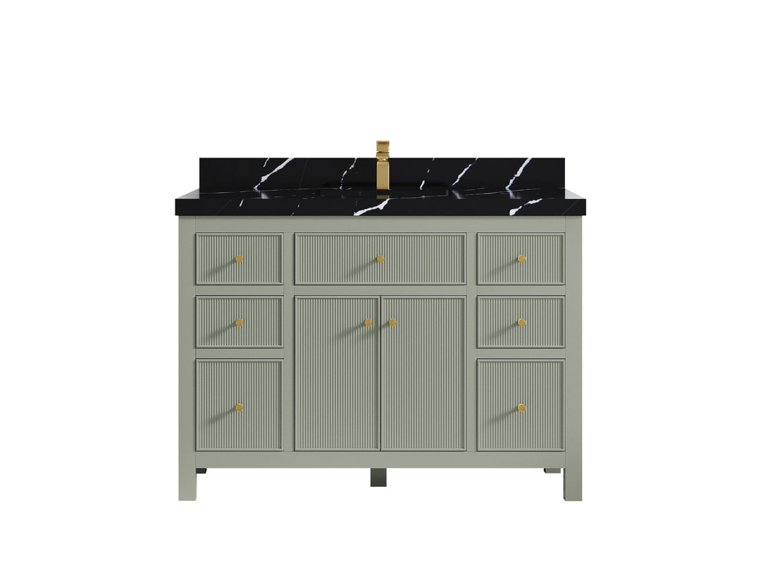 Sonoma 48 in. W x 22 in. D Single Sink Bathroom Vanity in Evergreen with 2 in. Calacatta Black Quartz Countertop