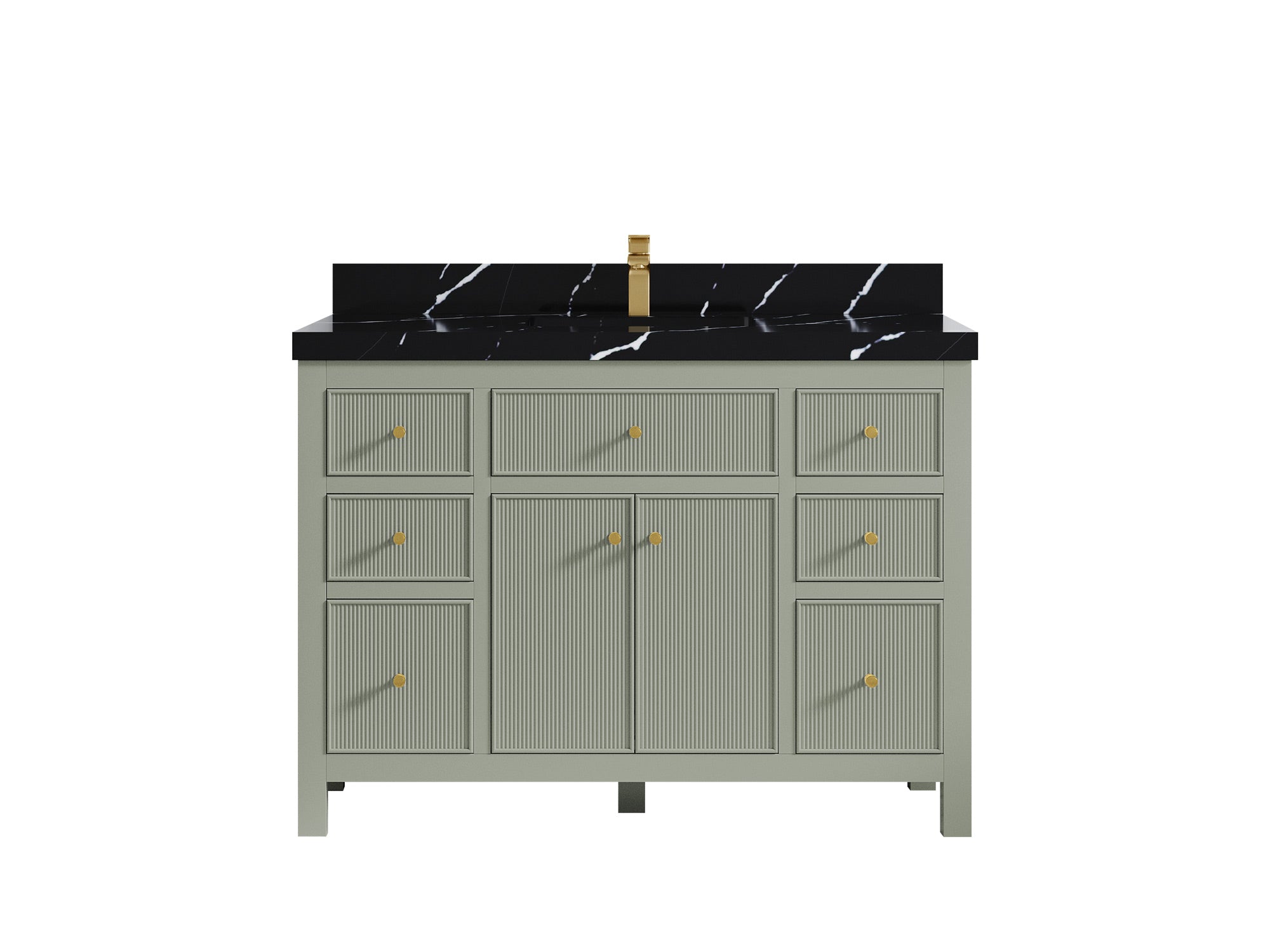 Sonoma 48 in. W x 22 in. D Single Sink Bathroom Vanity in Evergreen with 2 in. Calacatta Black Quartz Countertop