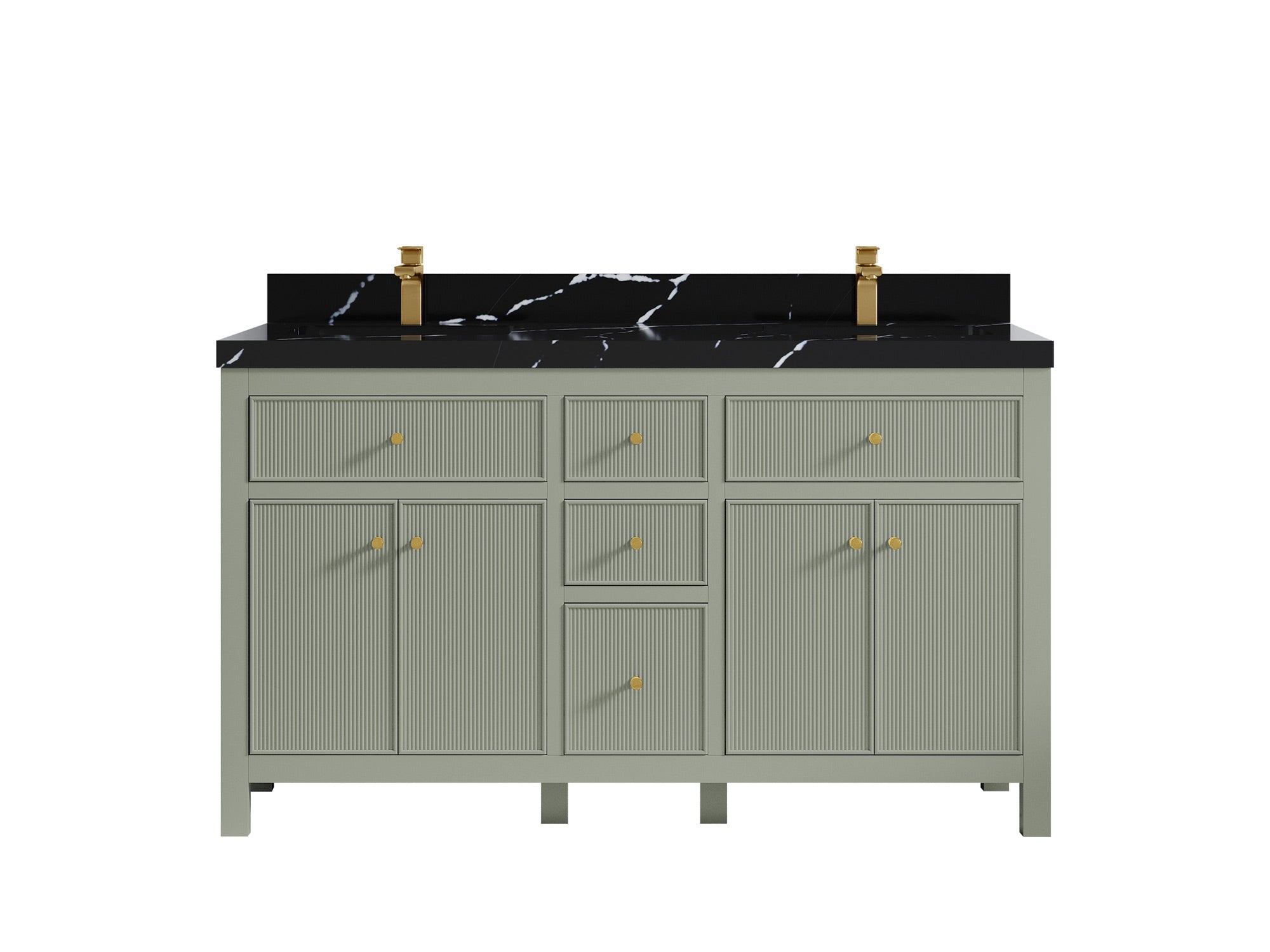 Sonoma 60 in W x 22 in D Free Standing Reeded Double Sink Bathroom Vanity