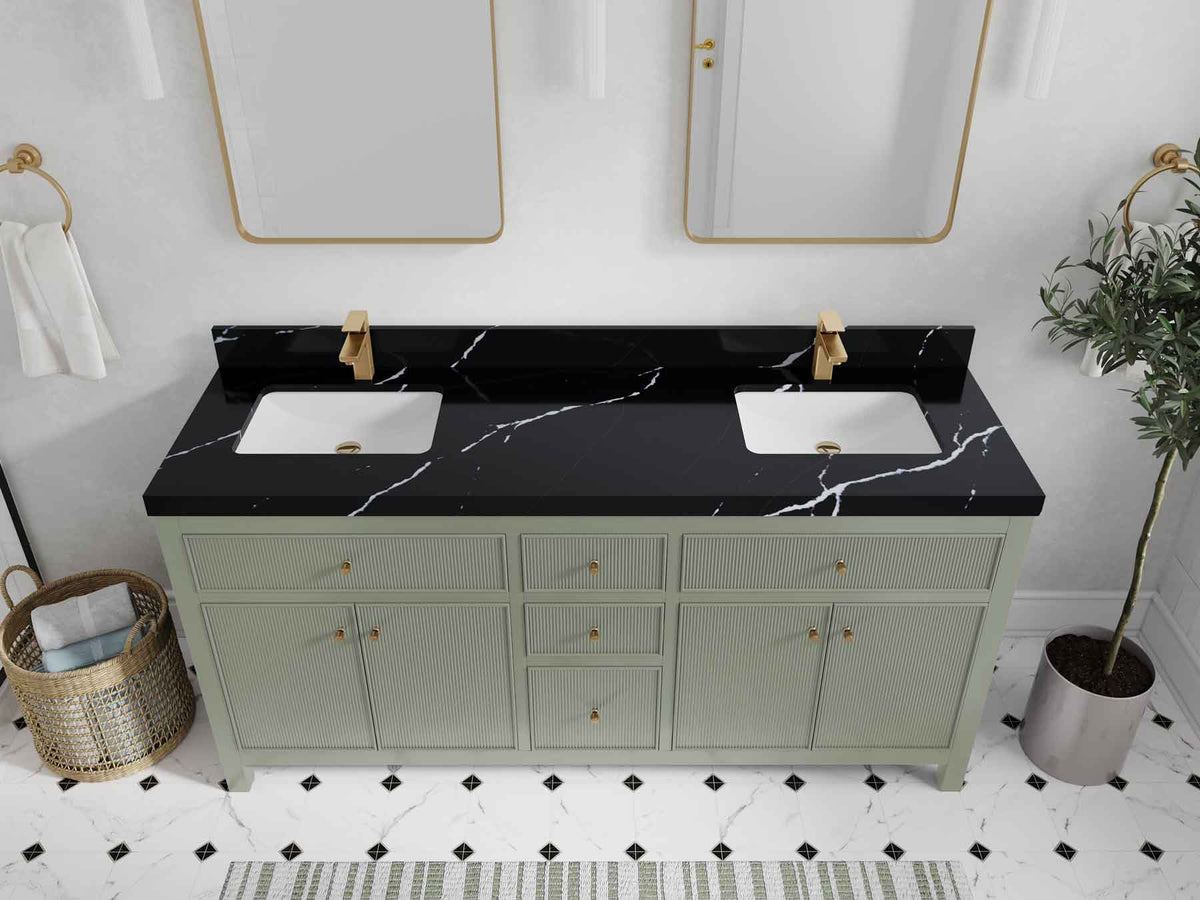 Sonoma 72 in W x 22 in D Free Standing Reeded Double Sink Bathroom Vanity