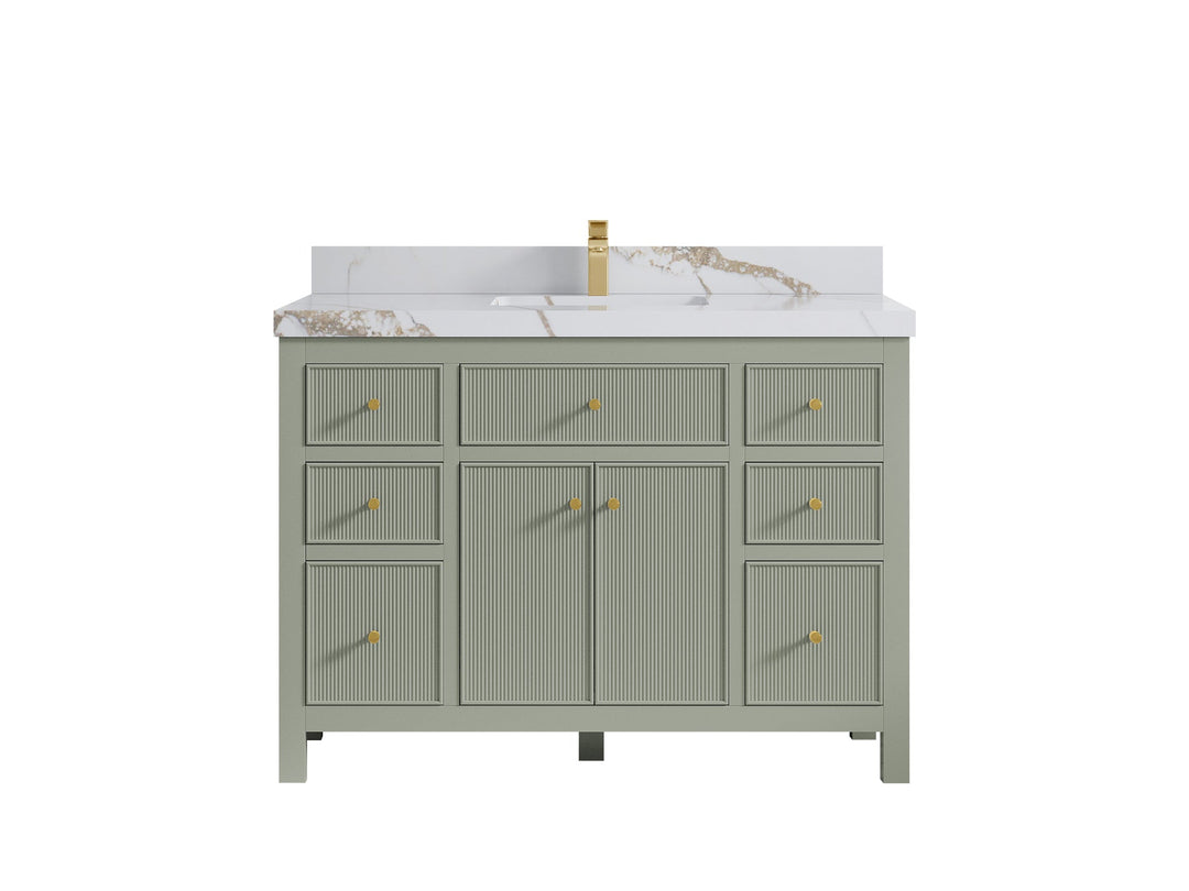 Sonoma 48 in. W x 22 in. D Single Sink Bathroom Vanity in Evergreen with 2 in. Calacatta Gold Quartz Countertop