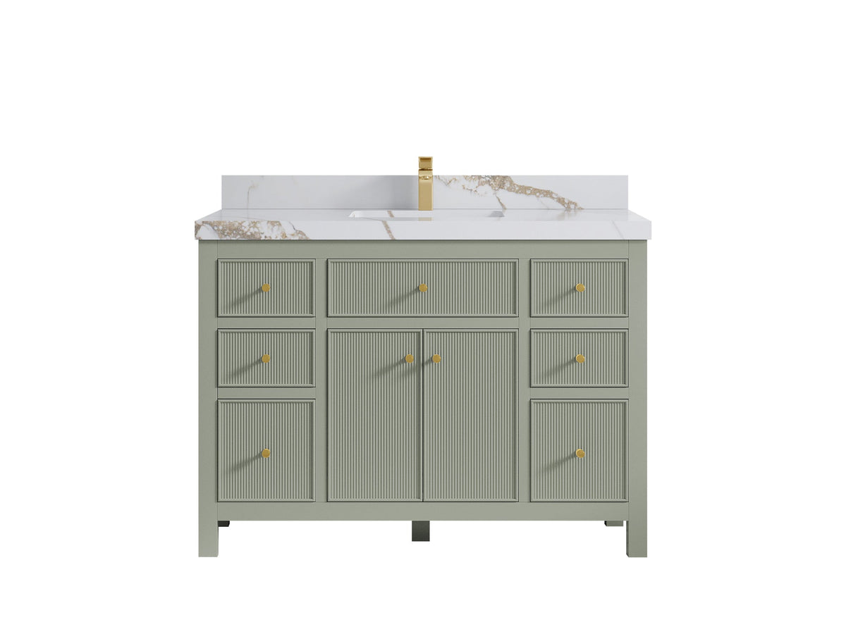 Sonoma 48 in. W x 22 in. D Single Sink Bathroom Vanity in Evergreen with 2 in. Calacatta Gold Quartz Countertop