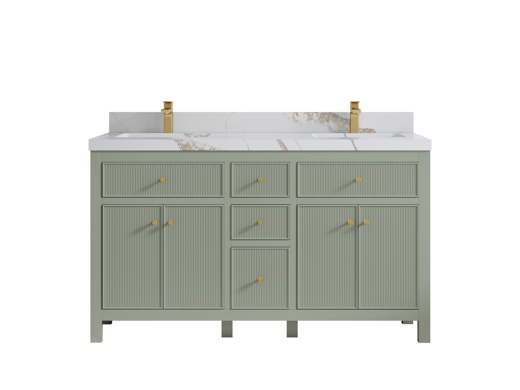 Sonoma 60 in W x 22 in D Free Standing Reeded Double Sink Bathroom Vanity