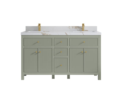 Sonoma 60 in W x 22 in D Free Standing Reeded Double Sink Bathroom Vanity