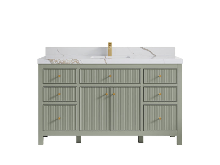 Sonoma 60 in W x 22 in D Free Standing Reeded Single Sink Bathroom Vanity - photo 9