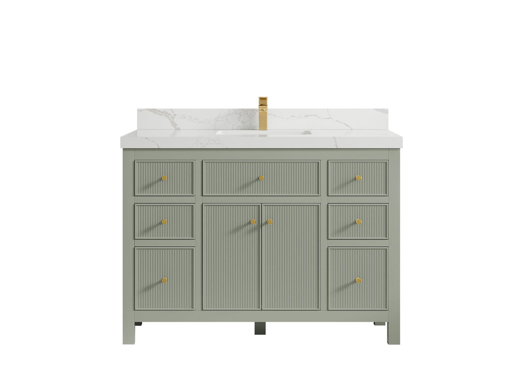 Sonoma 48 in. W x 22 in. D Single Sink Bathroom Vanity in Evergreen with 2 in. Calacatta Laza Quartz Countertop