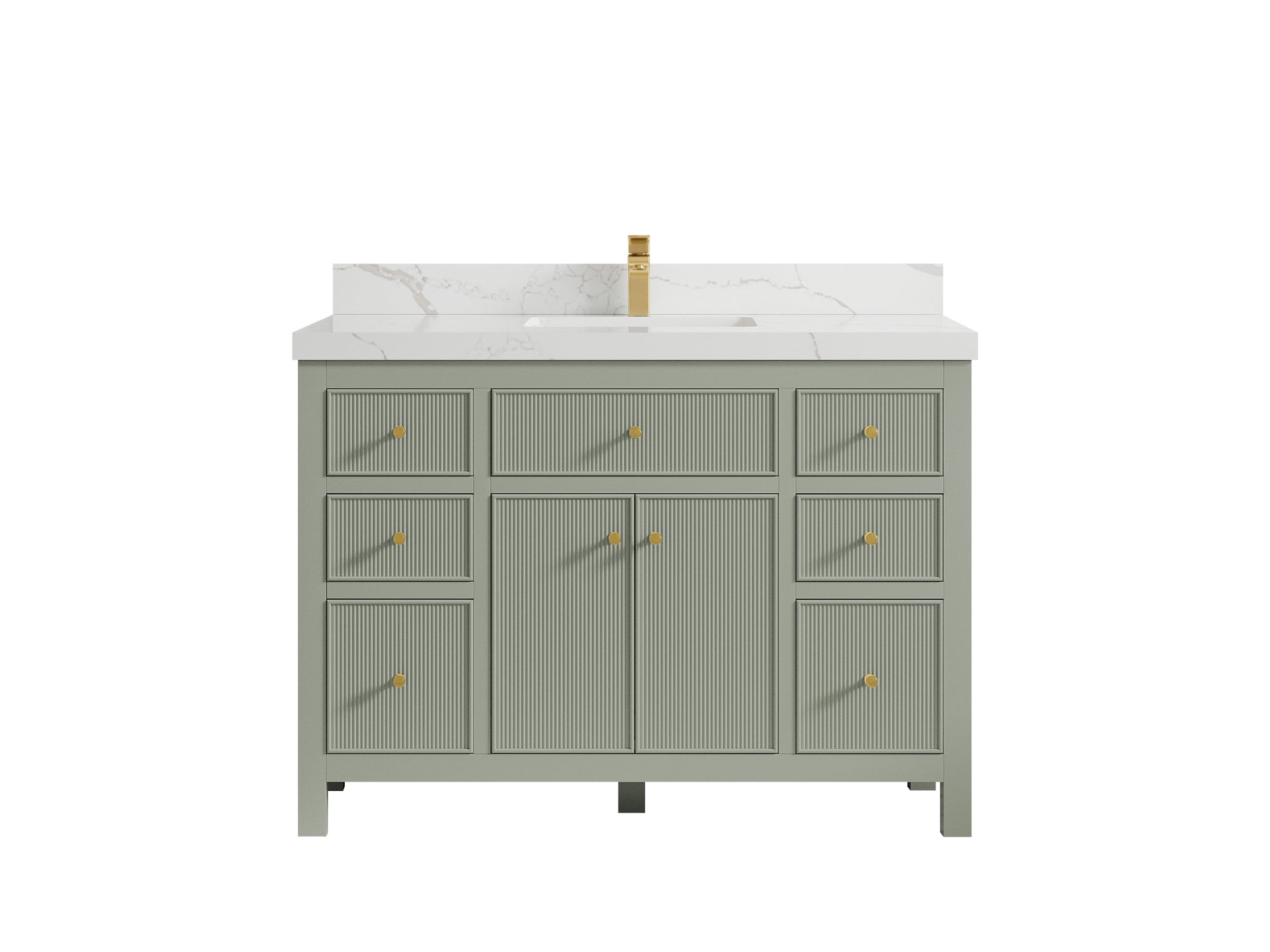 Sonoma 48 in. W x 22 in. D Single Sink Bathroom Vanity in Evergreen with 2 in. Calacatta Laza Quartz Countertop