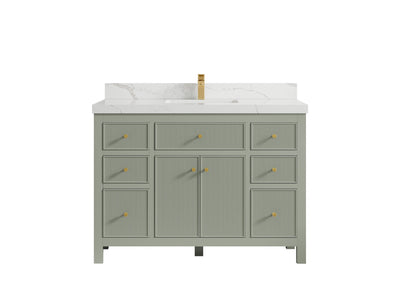 Sonoma 48 in. W x 22 in. D Single Sink Bathroom Vanity in Evergreen with 2 in. Calacatta Laza Quartz Countertop