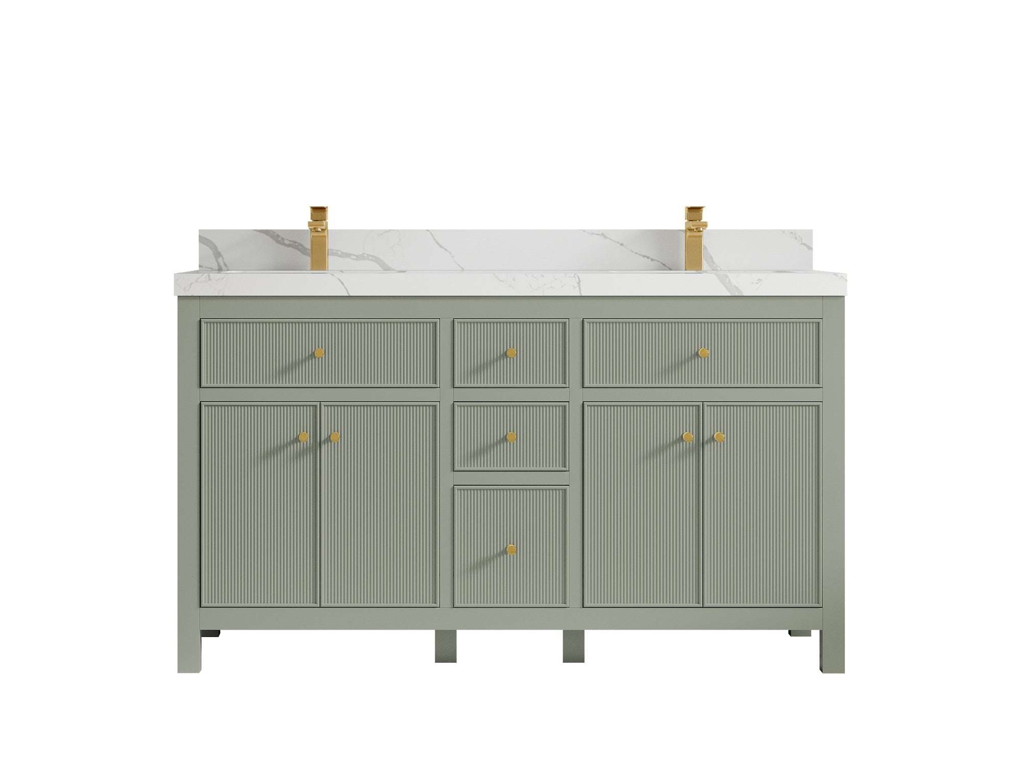 Sonoma 60 in W x 22 in D Free Standing Reeded Double Sink Bathroom Vanity