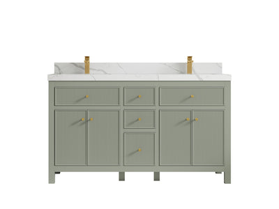 Sonoma 60 in W x 22 in D Free Standing Reeded Double Sink Bathroom Vanity