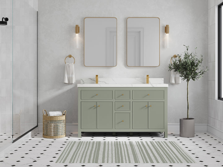 Sonoma 60 in W x 22 in D Free Standing Reeded Double Sink Bathroom Vanity - photo 4