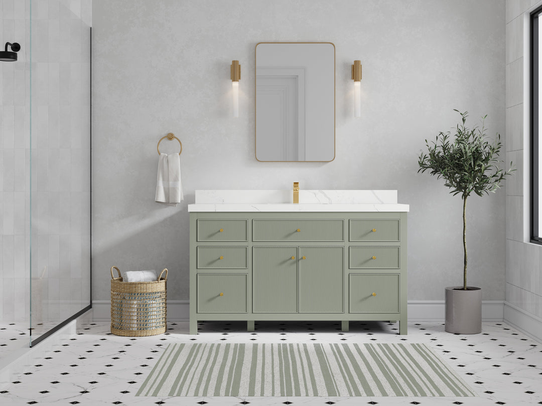 Sonoma 60 in W x 22 in D Free Standing Reeded Single Sink Bathroom Vanity