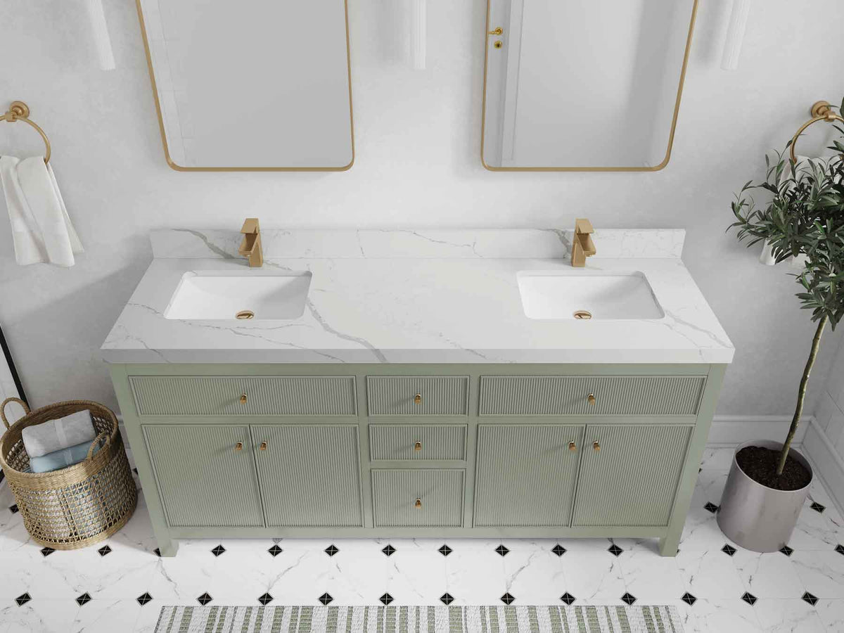 Sonoma 72 in W x 22 in D Free Standing Reeded Double Sink Bathroom Vanity