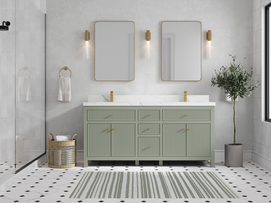 Sonoma 72 in W x 22 in D Free Standing Reeded Double Sink Bathroom Vanity