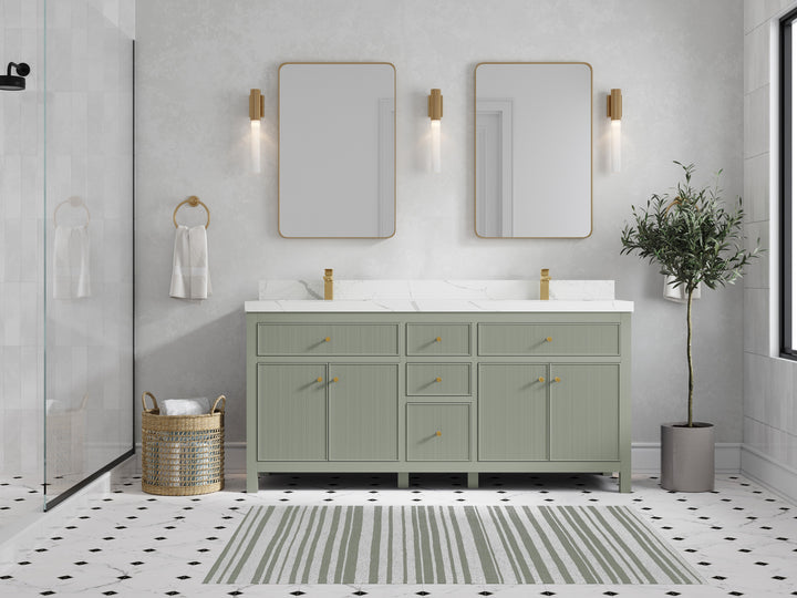 Sonoma 72 in W x 22 in D Free Standing Reeded Double Sink Bathroom Vanity - photo 4