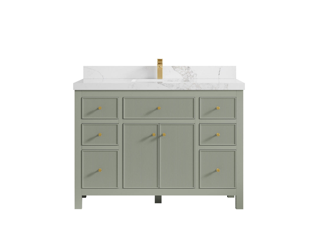 Sonoma 48 in. W x 22 in. D Single Sink Bathroom Vanity in Evergreen with 2 in. Calacatta Nuvo Quartz Countertop
