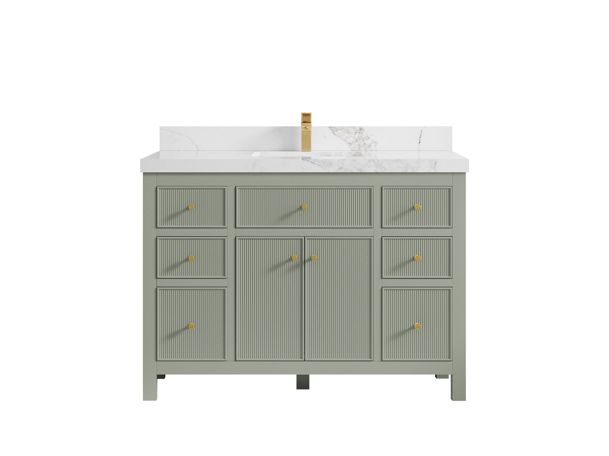Sonoma 48 in. W x 22 in. D Single Sink Bathroom Vanity in Evergreen with 2 in. Calacatta Nuvo Quartz Countertop