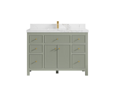 Sonoma 48 in. W x 22 in. D Single Sink Bathroom Vanity in Evergreen with 2 in. Calacatta Nuvo Quartz Countertop