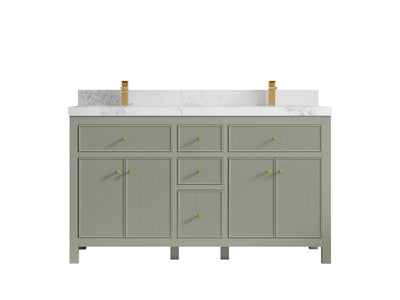 Sonoma 60 in W x 22 in D Free Standing Reeded Double Sink Bathroom Vanity