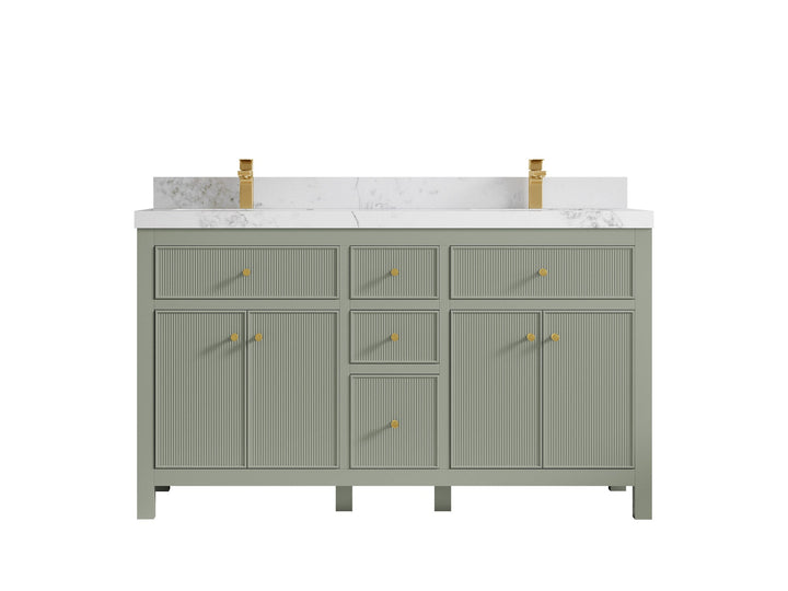 Sonoma 60 in W x 22 in D Free Standing Reeded Double Sink Bathroom Vanity - photo 11
