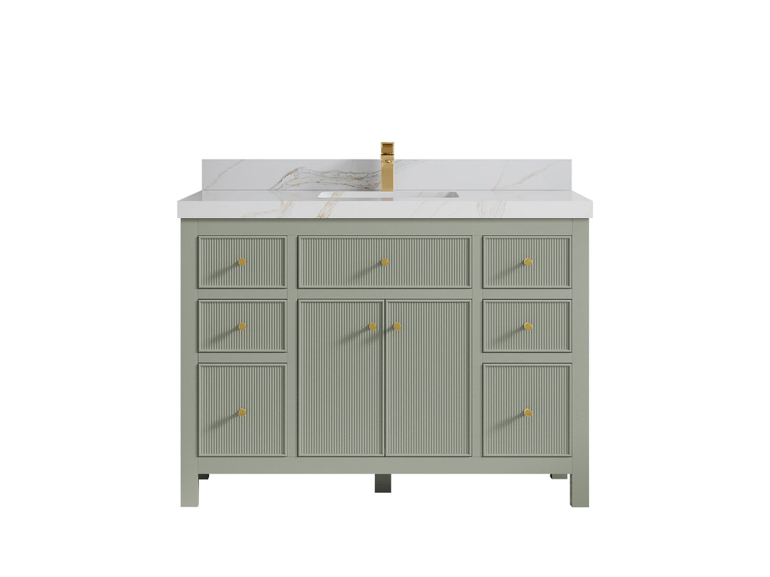 Sonoma 48 in. W x 22 in. D Single Sink Bathroom Vanity in Evergreen with 2 in. Calacatta Sienna Quartz Countertop