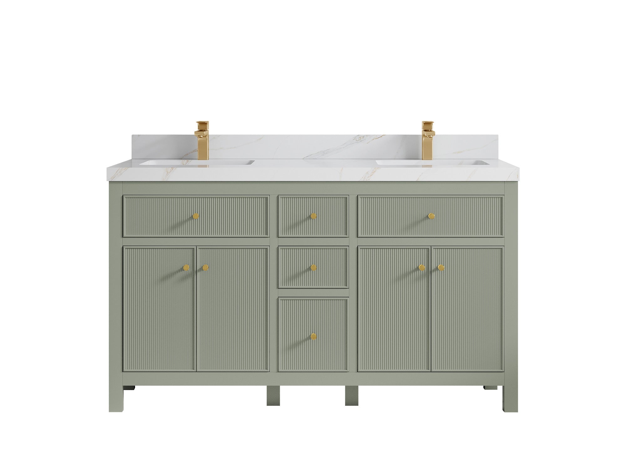 Sonoma 60 in W x 22 in D Free Standing Reeded Double Sink Bathroom Vanity