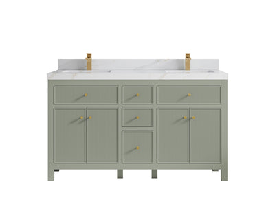 Sonoma 60 in W x 22 in D Free Standing Reeded Double Sink Bathroom Vanity
