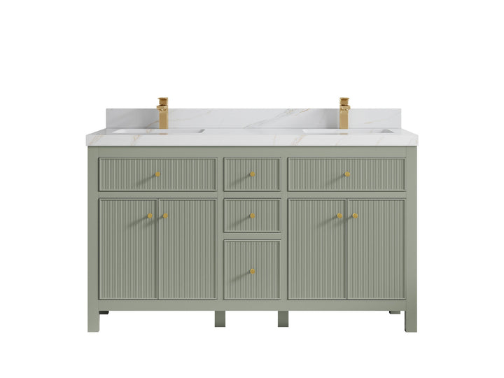 Sonoma 60 in W x 22 in D Free Standing Reeded Double Sink Bathroom Vanity - photo 12