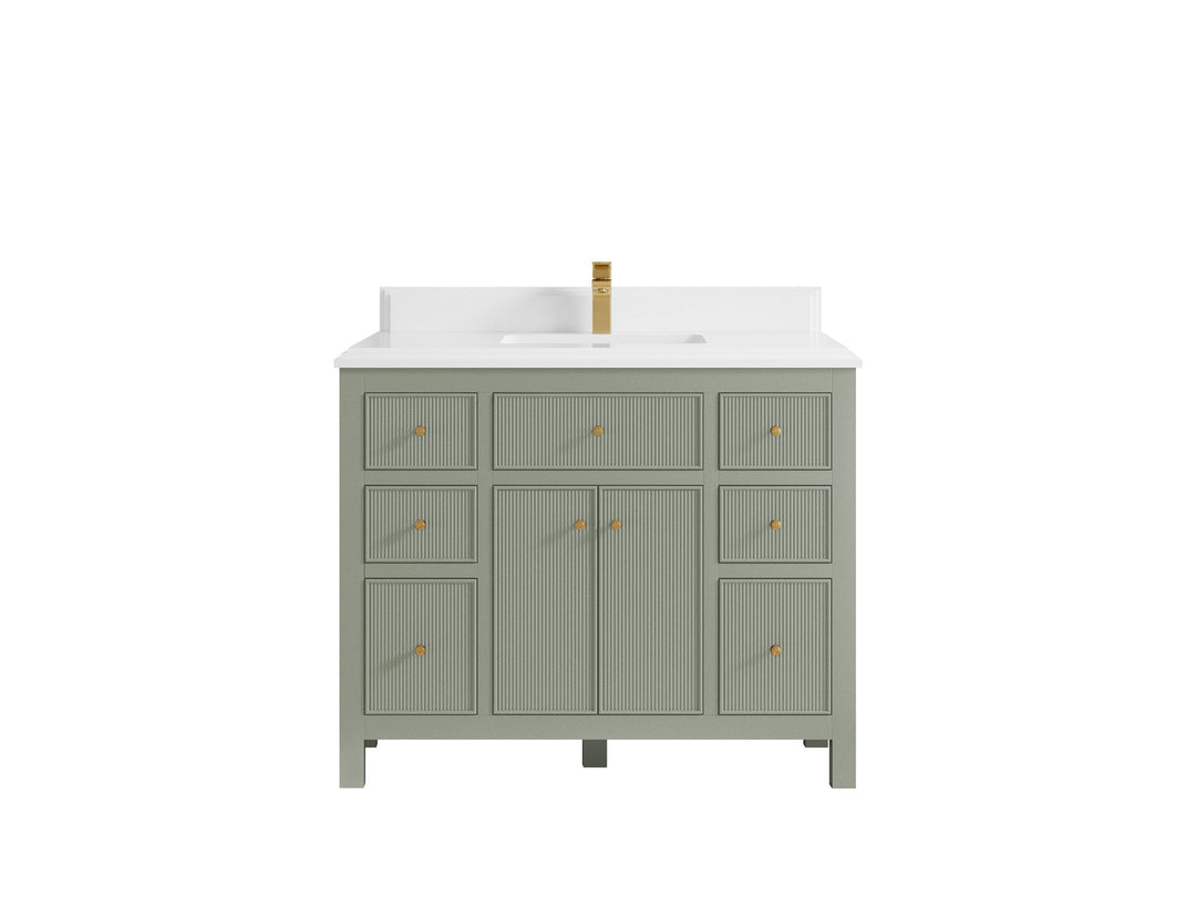 Sonoma 42 in. W x 22 in. D Single Sink Bathroom Vanity in Evergreen with Double Cove Edge 1.5 in Calacatta Laza Quartz Countertop